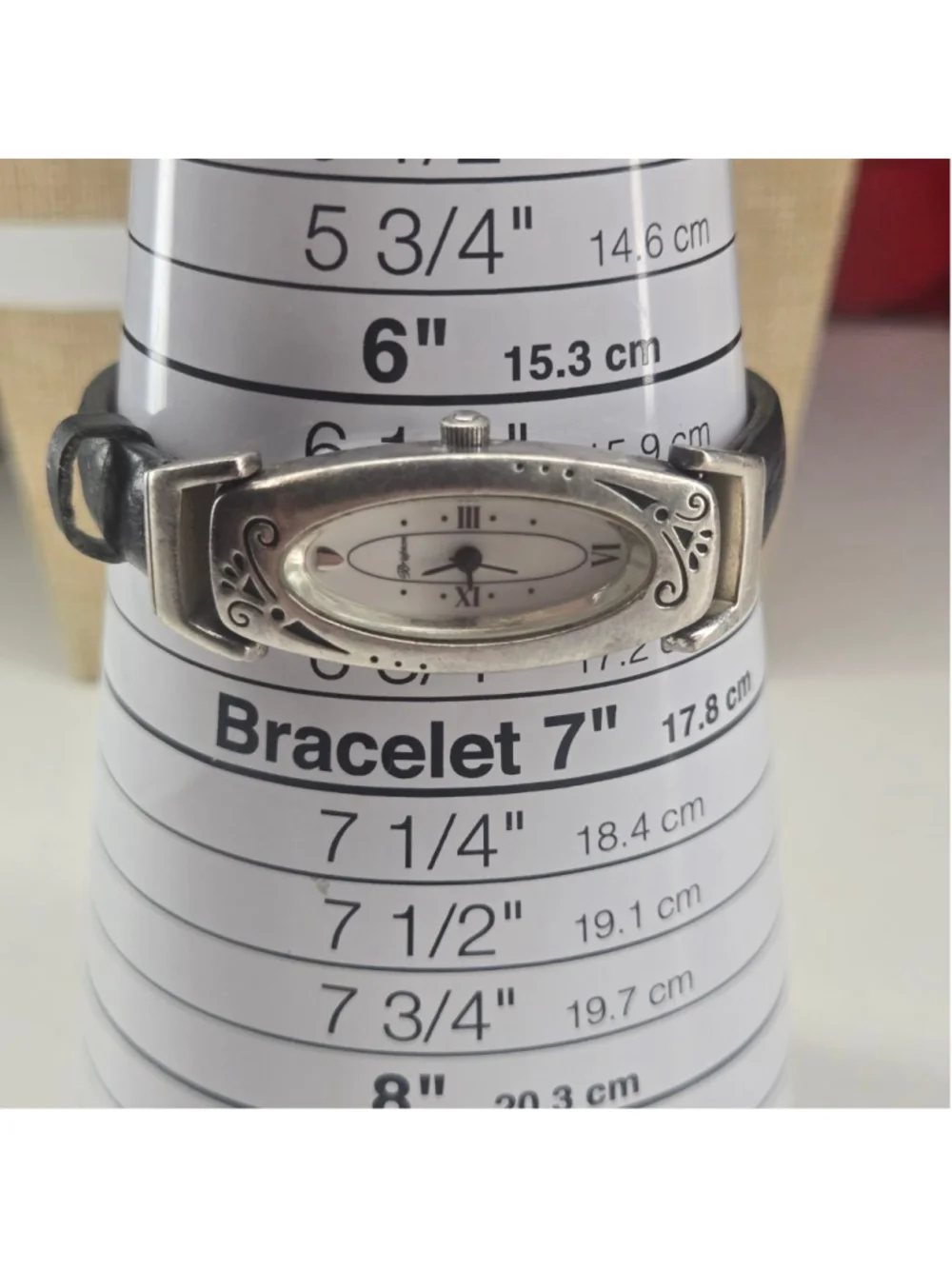 Vintage Brighton Claremont Silvertone Watch Black Leather Functional Battery